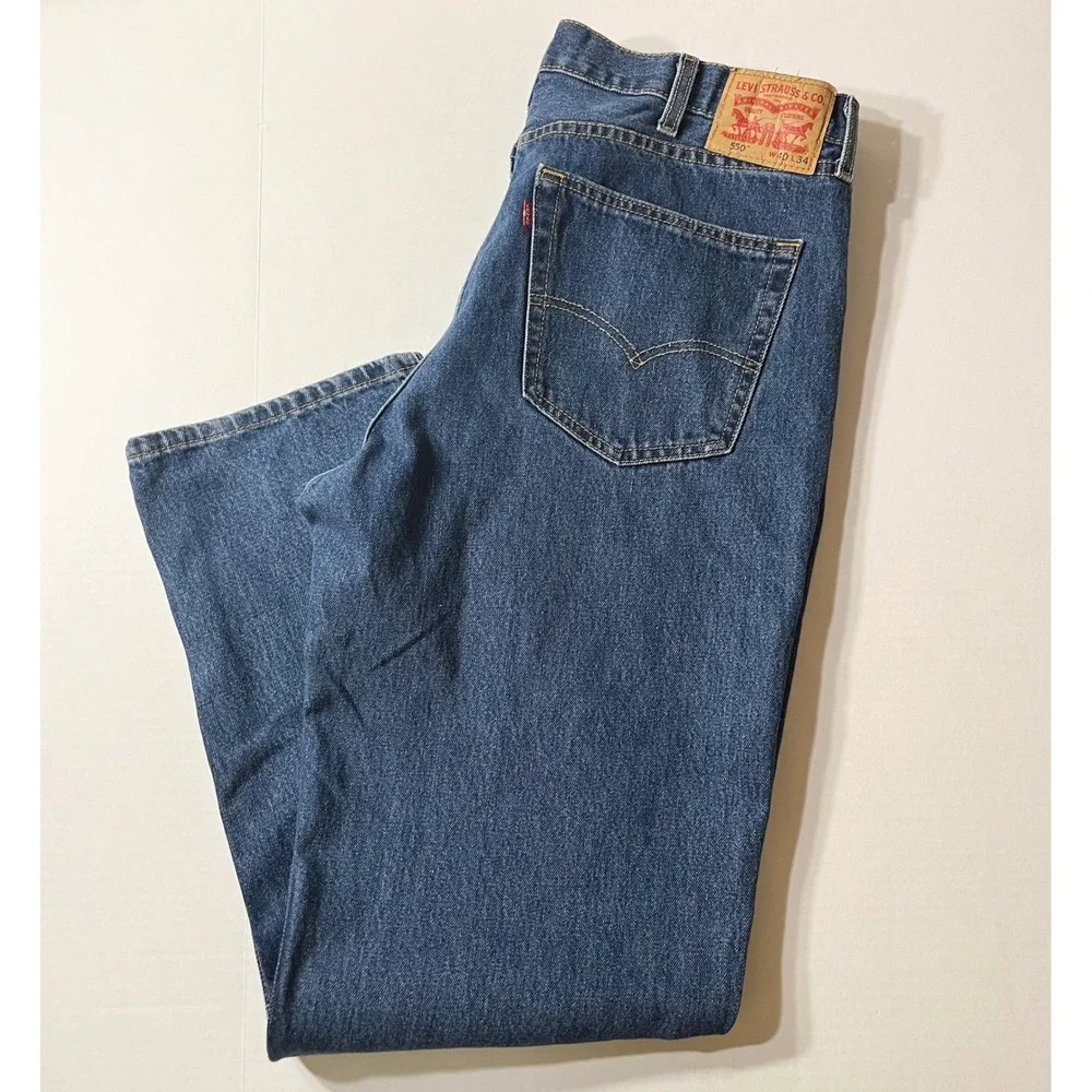 Levis 550 Jeans Mens 40x34 Relaxed Fit Tapered Leg Medium Wash Blue Big & Tall